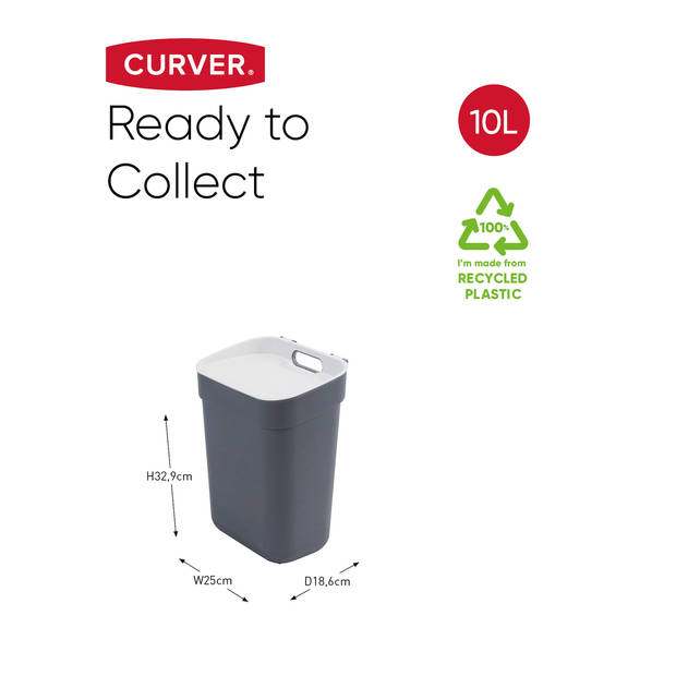 Curver Ready to Collect Prullenbak - 10L - Donkergrijs