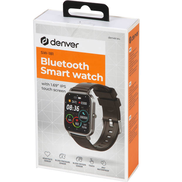 Denver Smartwatch - Stappenteller - Bellen/SMS - Slaapactiviteit - Sportmodus - IP67 - SW181B