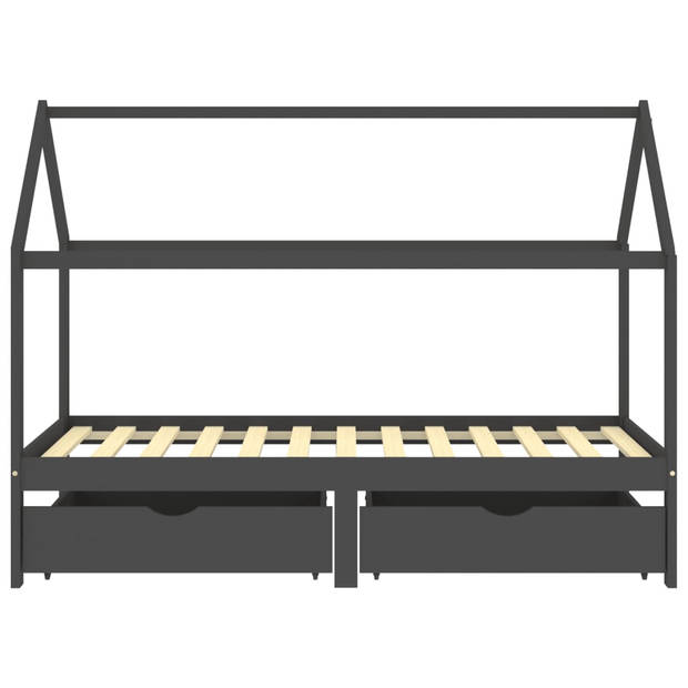 vidaXL Kinderbedframe met lades grenenhout donkergrijs 90x200 cm