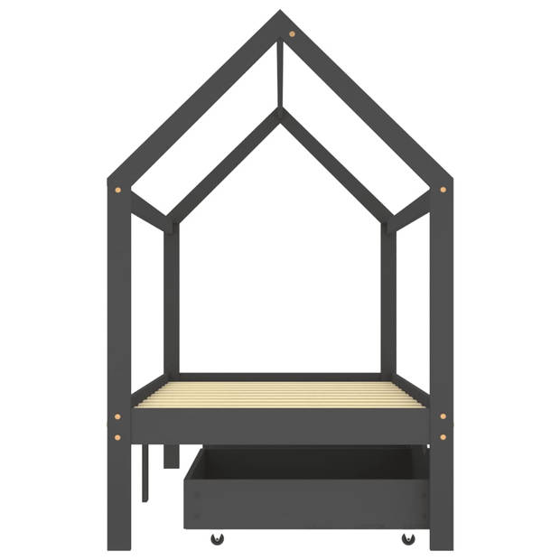 vidaXL Kinderbedframe met lades grenenhout donkergrijs 90x200 cm