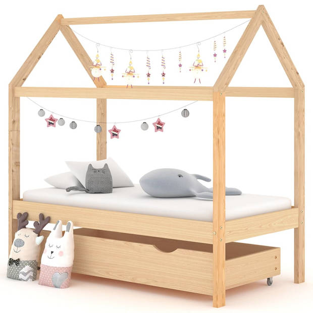 vidaXL Kinderbedframe met lade massief grenenhout 70x140 cm