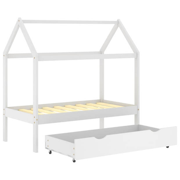 vidaXL Kinderbedframe met lade massief grenenhout 70x140 cm wit