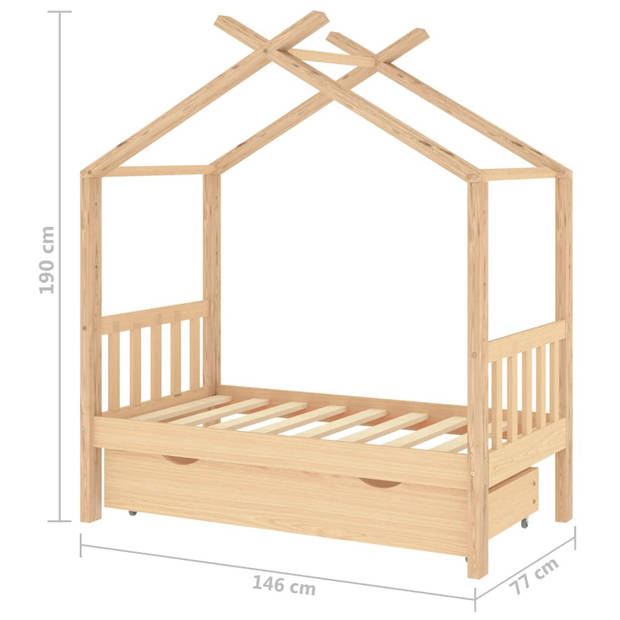 vidaXL Kinderbedframe met lade massief grenenhout 70x140 cm