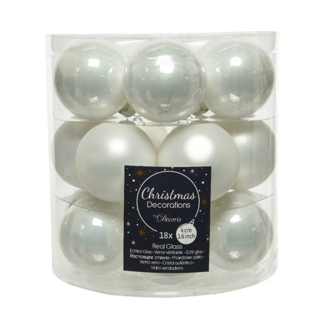36x stuks kleine glazen kerstballen wit 4 cm mat/glans - Kerstbal