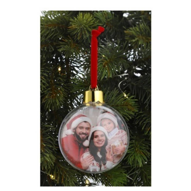 3x stuks DIY foto/fotolijst kunststof kerstballen transparant 8 cm - Kerstbal