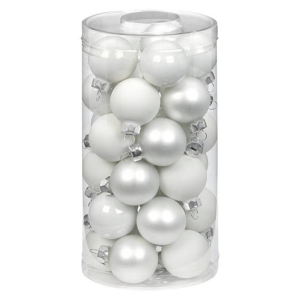 60x stuks glazen kerstballen wit 4 en 6 cm glans en mat - Kerstbal