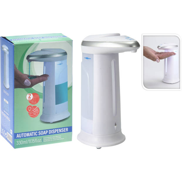 2x stuks zeep/geldispensers met sensor wit 330 ml - Zeeppompjes