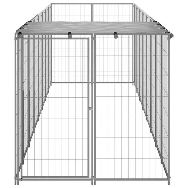 vidaXL Hondenkennel 4,84 m² staal zilverkleurig