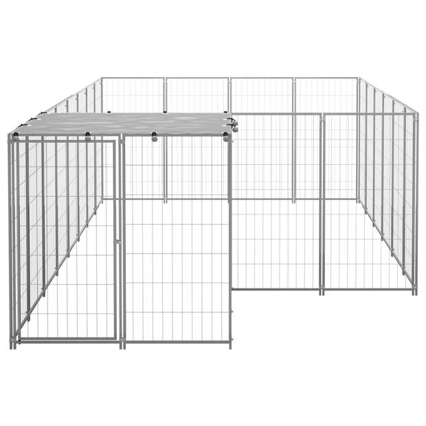 vidaXL Hondenkennel 8,47 m² staal zilverkleurig