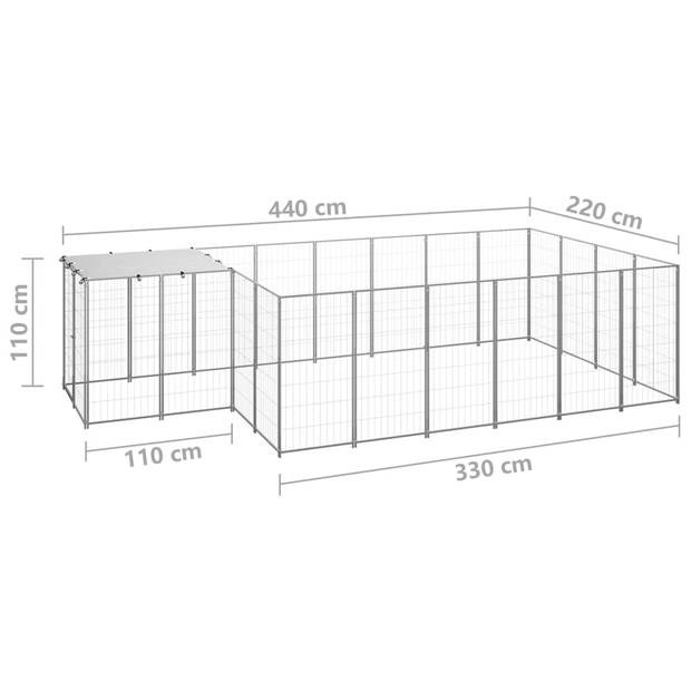 vidaXL Hondenkennel 8,47 m² staal zilverkleurig