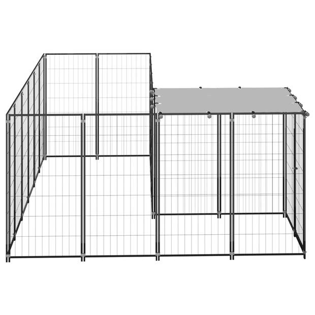 vidaXL Hondenkennel 4,84 m² staal zwart