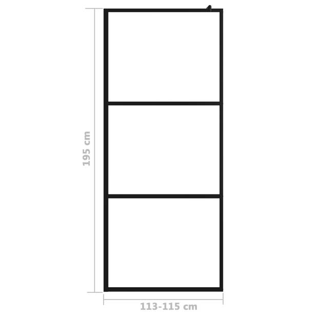 vidaXL Inloopdouchewand transparant 115x195 cm ESG-glas zwart