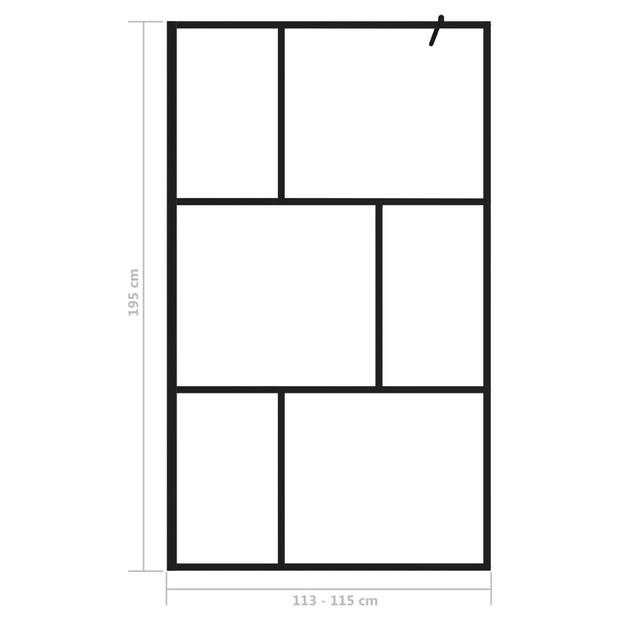 vidaXL Inloopdouchewand 115x195 cm gehard glas zwart