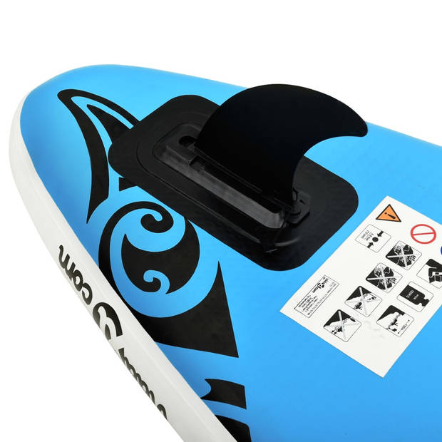 The Living Store Stand Up Paddleboard - Opblaasbaar SUP Board - 305 x 76 x 15 cm - Blauw - Max - 140 kg - Inclusief