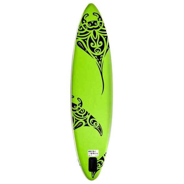 The Living Store Paddleboard - opblaasbaar SUP board - groen - 366 x 76 x 15 cm - draagtas inbegrepen