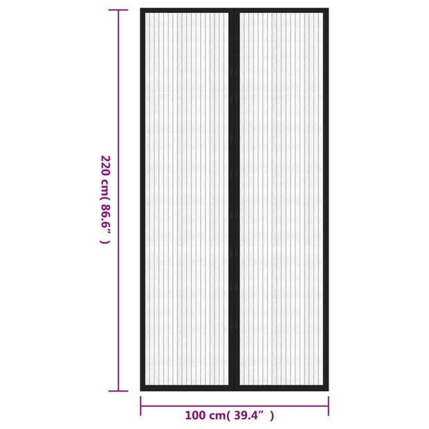 vidaXL Insectendeurgordijnen 2 st magnetisch 220x100 cm zwart