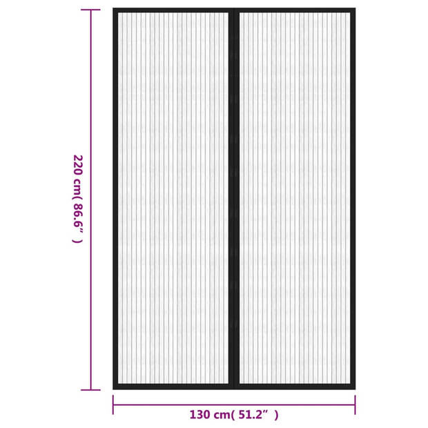 vidaXL Insectendeurgordijnen 2 st magnetisch 220x130 cm zwart