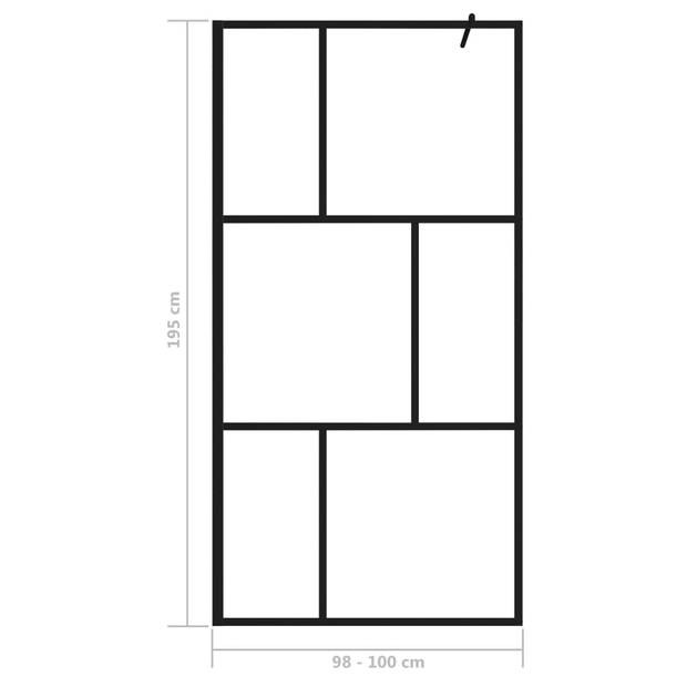 vidaXL Inloopdouchewand 100x195 cm gehard glas zwart