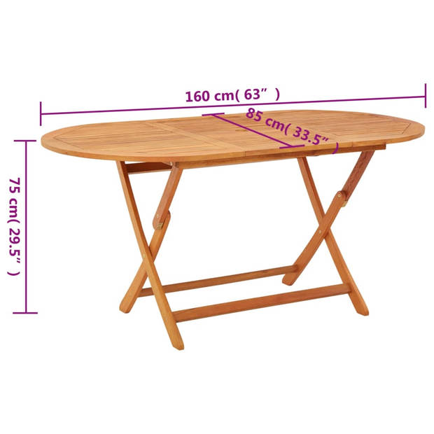 vidaXL Tuintafel inklapbaar 160x85x75 cm massief eucalyptushout