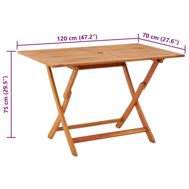 vidaXL Tuintafel inklapbaar 120x70x75 cm massief eucalyptushout