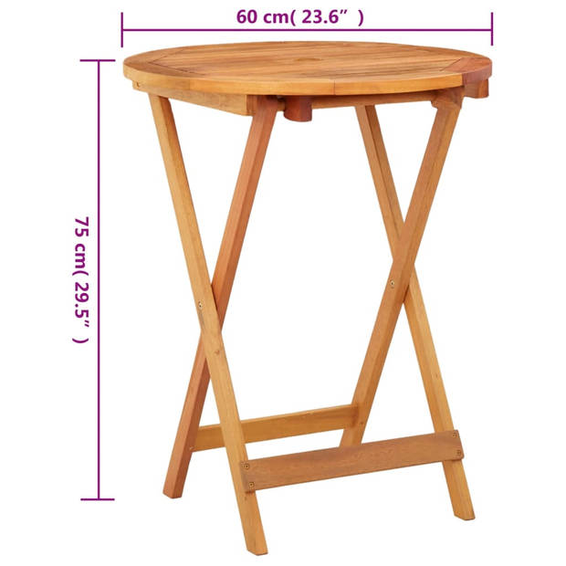 vidaXL Tuintafel inklapbaar Ø60x75 cm massief eucalyptushout