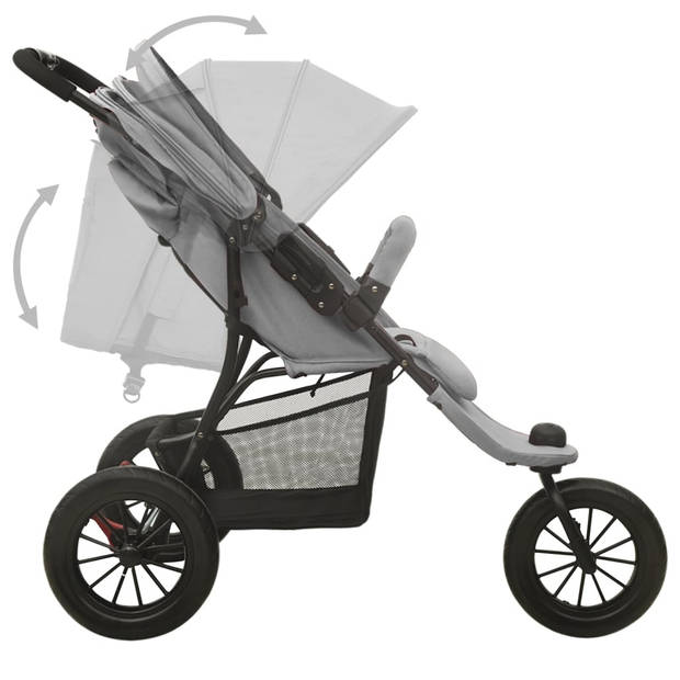 vidaXL Kinderwagen staal lichtgrijs