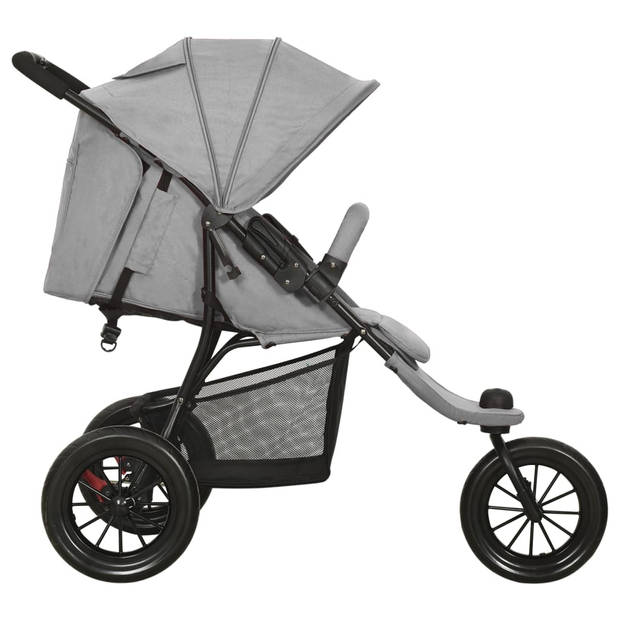 vidaXL Kinderwagen staal lichtgrijs