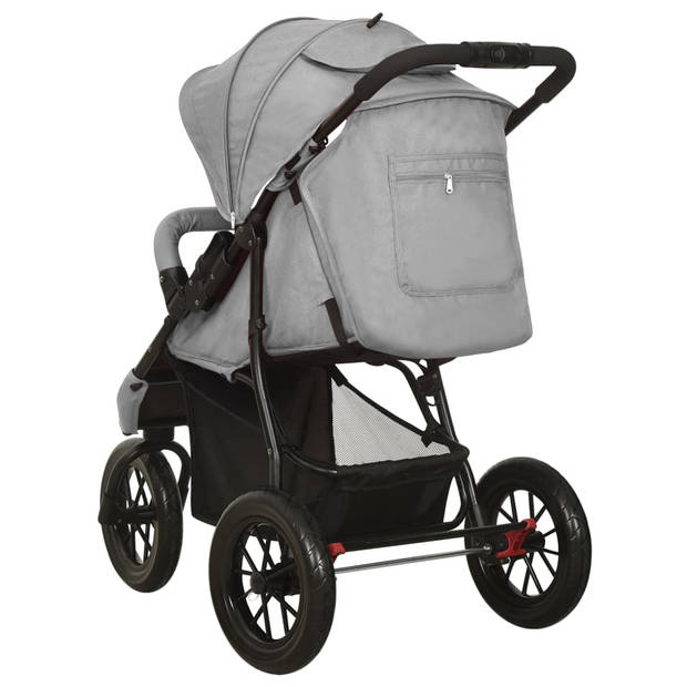 vidaXL Kinderwagen staal lichtgrijs