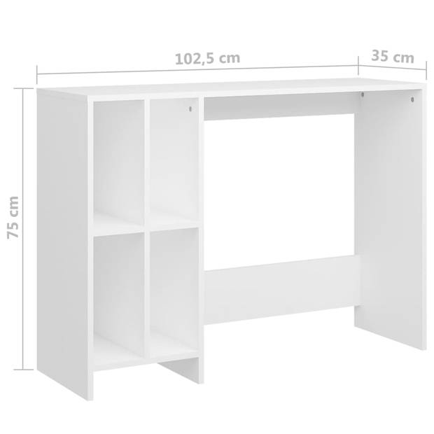 The Living Store Bureau Modern Wit - 102.5 x 35 x 75 cm - Met 4 schappen