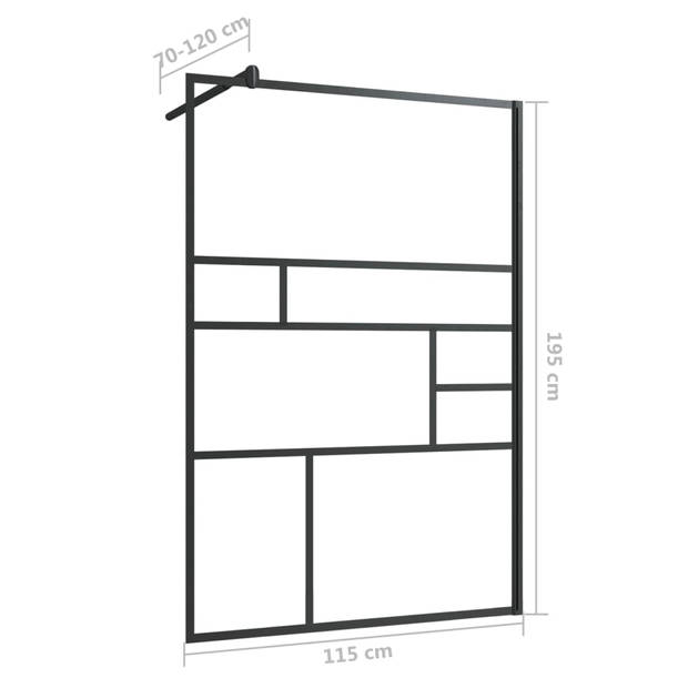 vidaXL Inloopdouchewand 115x195 cm ESG-glas transparant en zwart