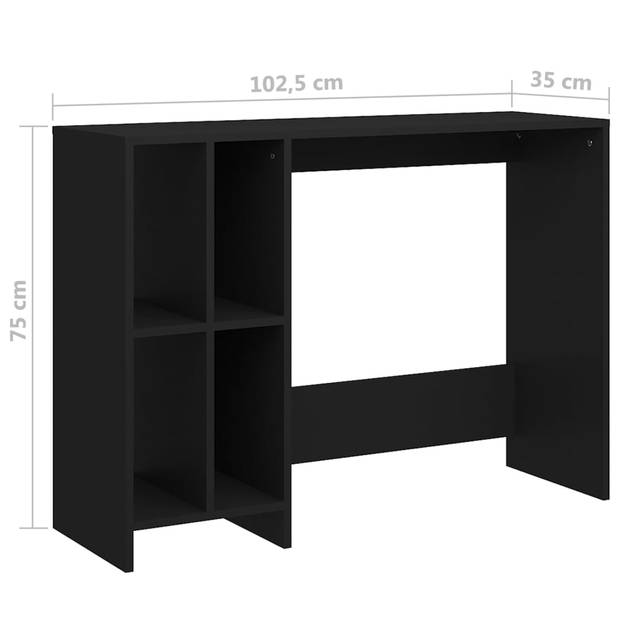 The Living Store Bureau - Strak en modern - Praktisch voor kleine ruimtes - Zwart - 102.5 x 35 x 75 cm - Met 4 schappen