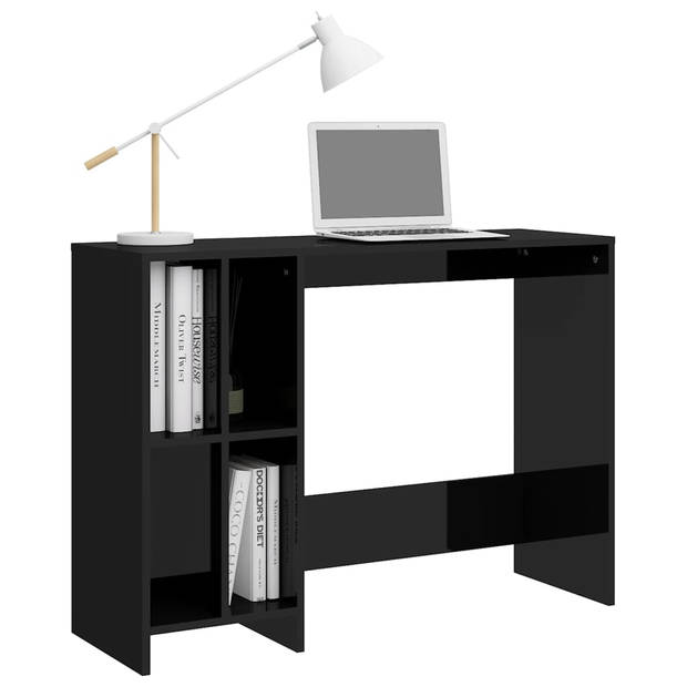 The Living Store Bureau - Hoogglans zwart - 102.5 x 35 x 75 cm - Met 4 schappen