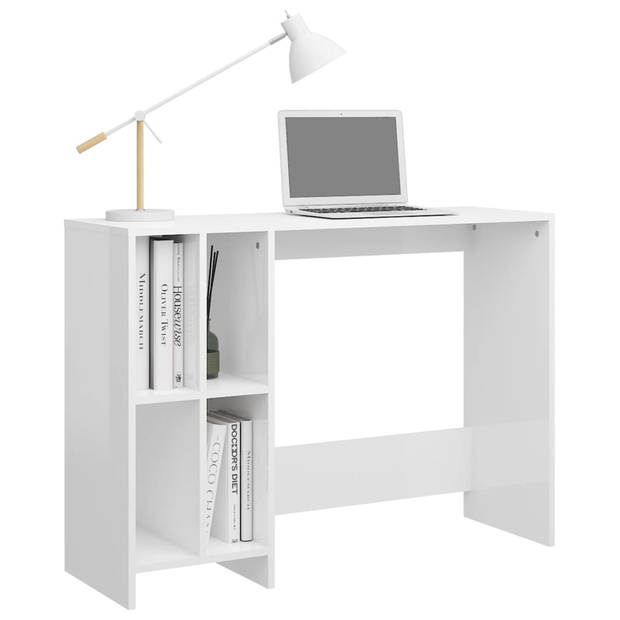 The Living Store Bureau - Hoogglans wit - 102.5 x 35 x 75 cm - Met 4 schappen