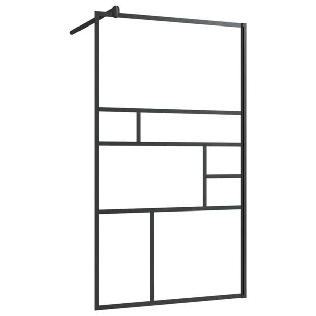 vidaXL Inloopdouchewand 90x195 cm ESG-glas transparant en zwart