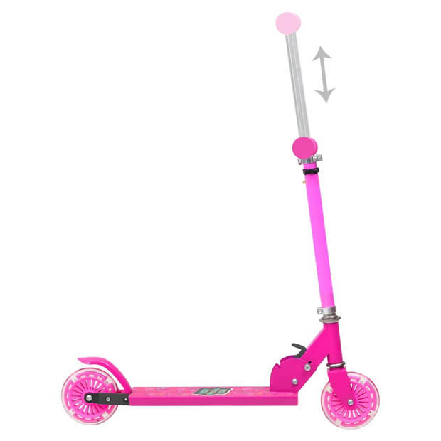 vidaXL Kinderstep met verstelbaar aluminium stuur en 2 wielen roze