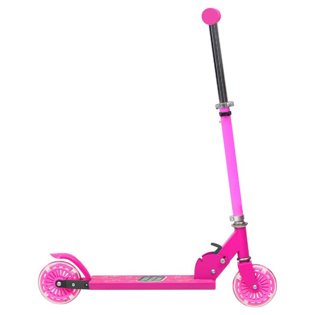 vidaXL Kinderstep met verstelbaar aluminium stuur en 2 wielen roze