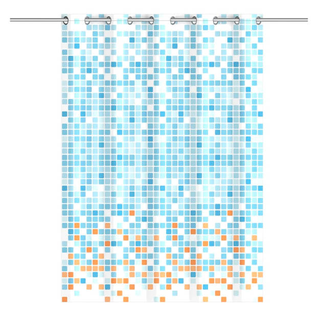 EISL Douchegordijn met mozaïek 200x180x0,2 cm blauw en oranje