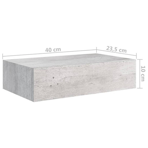 The Living Store Zwevend Schap Metropolitan - 40 x 23.5 x 10 cm - Betongrijs