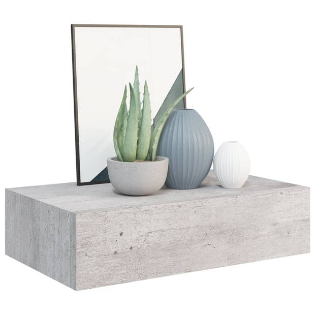 The Living Store Zwevend Schap Metropolitan - 40 x 23.5 x 10 cm - Betongrijs