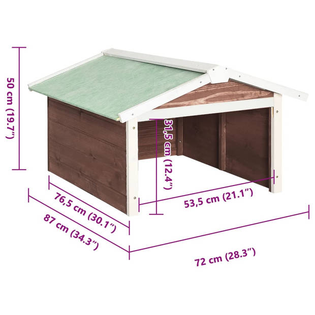 vidaXL Overkapping voor grasmaaier 72x87x50 cm vurenhout mokka en wit