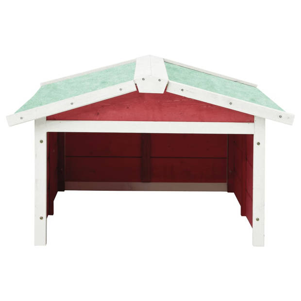 vidaXL Overkapping voor grasmaaier 72x87x50 cm vurenhout rood en wit