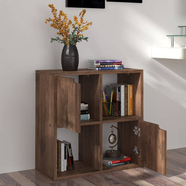 The Living Store Boekenkast - Gerookt Eiken - 60 x 27.5 x 59.5 cm - Wandmontage