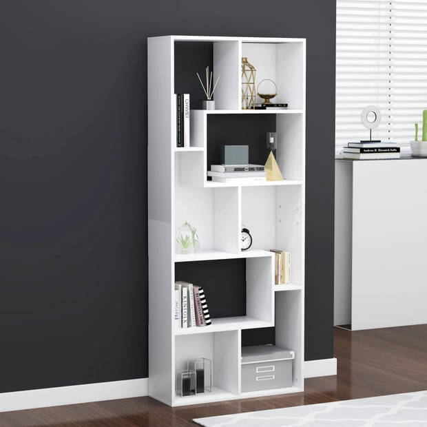 The Living Store Boekenkast - Wit - 67 x 24 x 161 cm - Bewerkt hout