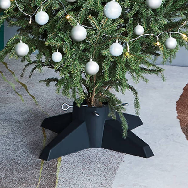 The Living Store Kerstboomstandaard - Groen Kunststof - 55.5 x 55.5 x 15 cm - Voor bomen tot 2.1 m - Waterreservoir