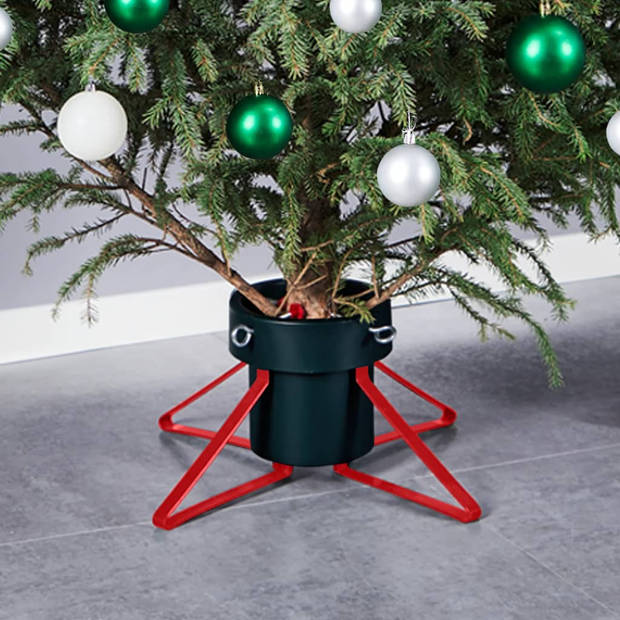 The Living Store Kerstboomstandaard - Metalen frame - Waterreservoir - Geschikt voor echte boom - 46x46x19 cm -