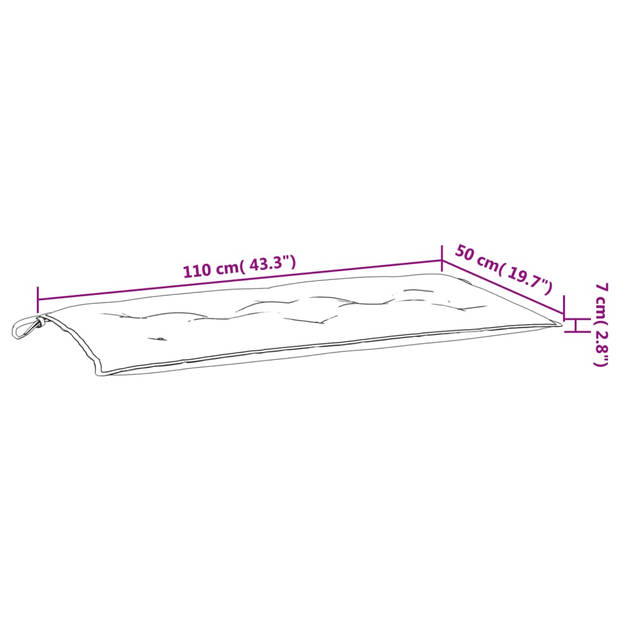 vidaXL Tuinbankkussen bladpatroon 110x50x7 cm stof