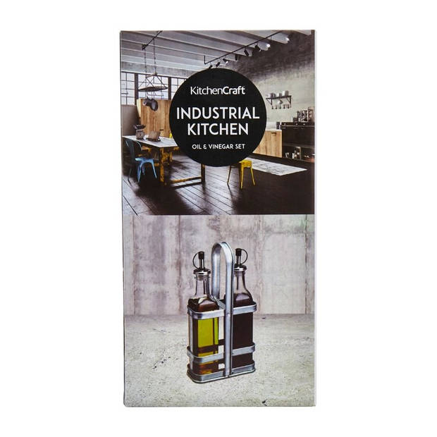 KitchenCraft - Olie -en Azijn Set, 2 Stuks, 225 ml, Glas - KitchenCraft Industrial Kitchen