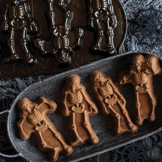 Nordic Ware - Bakvorm "Spooky Skeleton Cakelet Pan" - Nordic Ware Fall Harvest Bronze