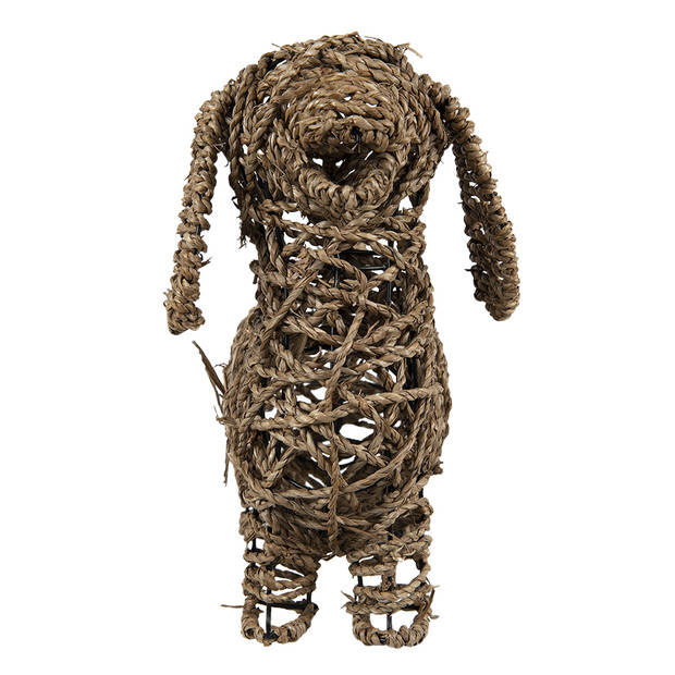 Clayre & Eef Beeld Hond 32x17x30 cm Bruin Rotan Woonaccessoires Bruin Woonaccessoires