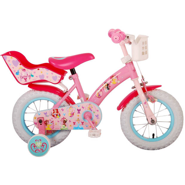 Disney Meisjesfiets Princess 12 Inch 23 cm Meisjes Terugtraprem Roze